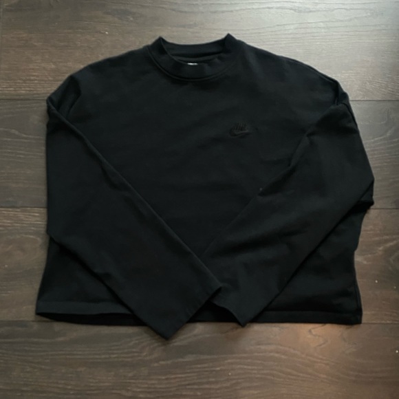 NIKE Women’s Sportswear Jersey Black Mock Neck - Picture 2 of 5